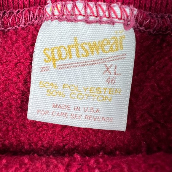 VTG 80s Washington State Cougars Sweatshirt Fits Large Red Faded Crewneck Tag XL - Picture 8 of 14